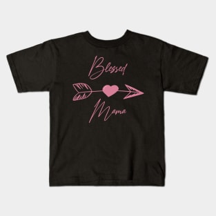 Blessed Mama Boho pink lettering sarcastic mother Kids T-Shirt